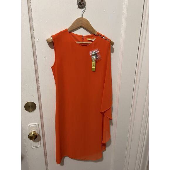 NWT Gianni Bini Orange Ruffle Side Dress | XS - Picture 3 of 5